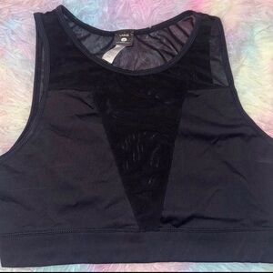 Black Mesh Cut-Out  Sports Bra Electric Yoga Large NWOT